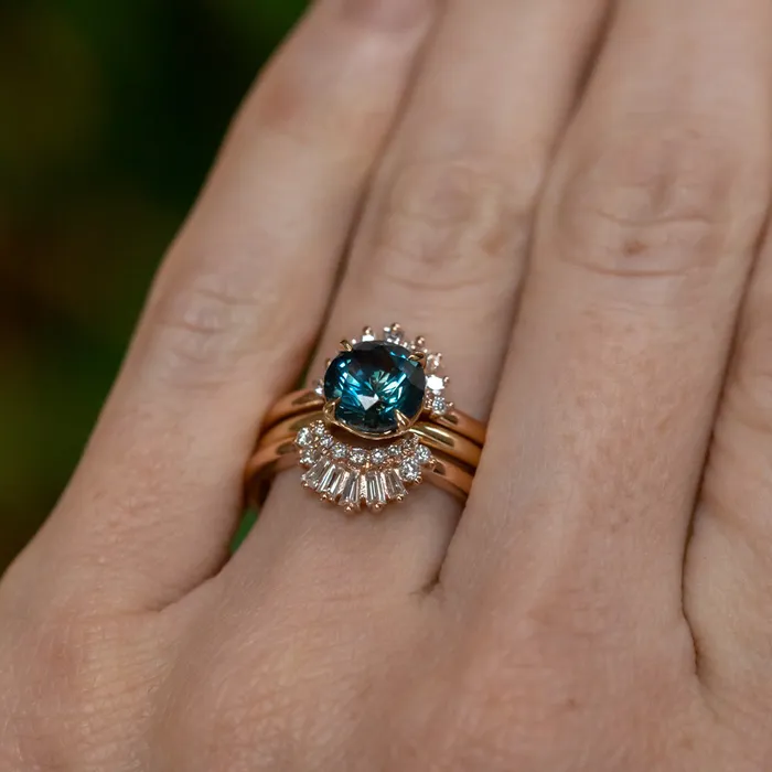 Ellipse Rays Double Diamond Ring Jacket in Recycled 14k Gold Anueva Jewelry Rings