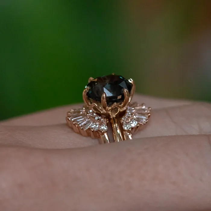 Ellipse Rays Double Diamond Ring Jacket in Recycled 14k Gold Anueva Jewelry Rings