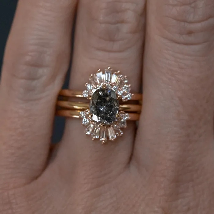 Ellipse Rays Double Diamond Ring Jacket in Recycled 14k Gold Anueva Jewelry Rings