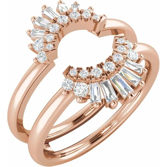 Ellipse Rays Double Diamond Ring Jacket in Recycled 14k Gold Anueva Jewelry Rings