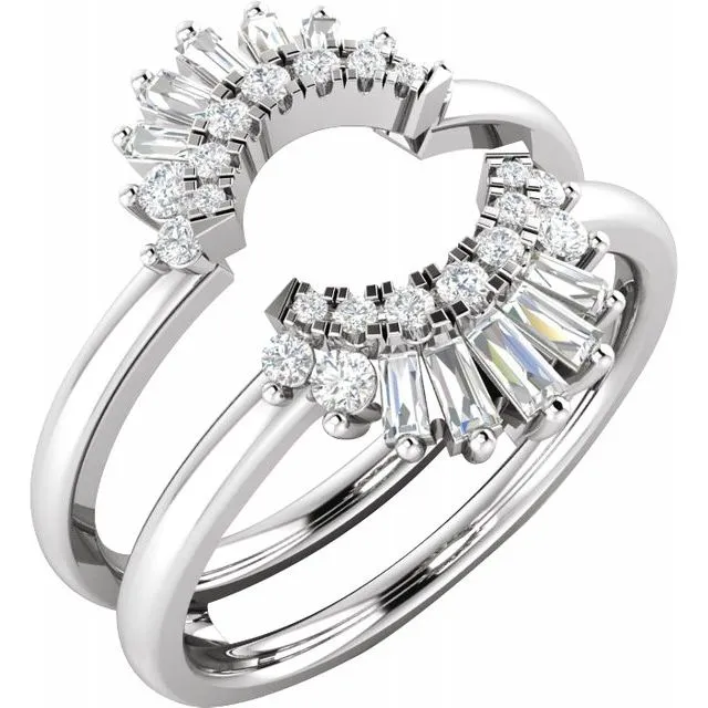 Ellipse Rays Double Diamond Ring Jacket in Recycled 14k Gold Anueva Jewelry Rings