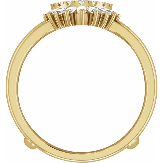 Ellipse Rays Double Diamond Ring Jacket in Recycled 14k Gold Anueva Jewelry Rings