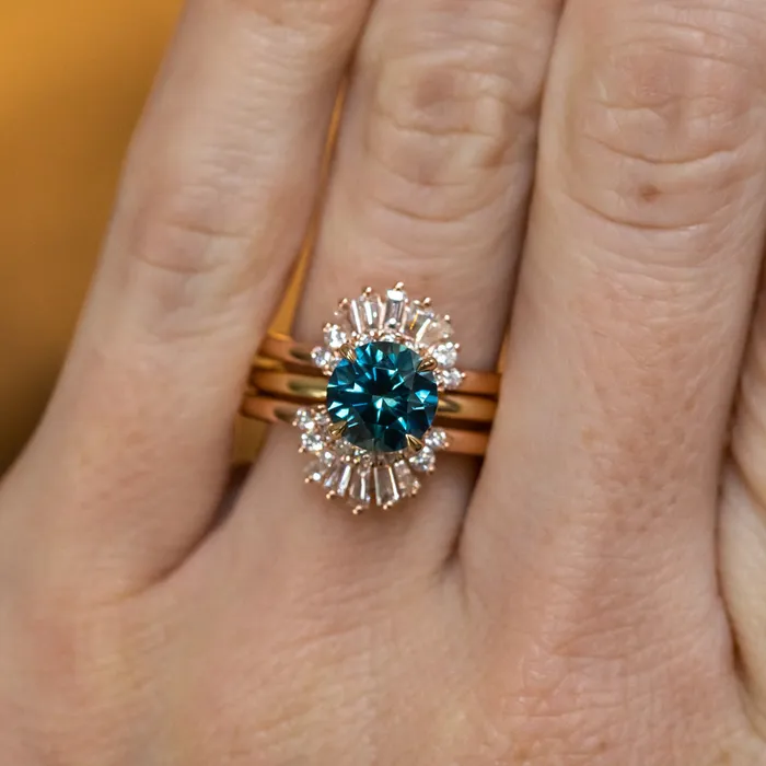 Ellipse Rays Double Diamond Ring Jacket in Recycled 14k Gold Anueva Jewelry Rings