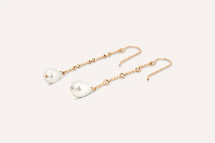 Florentine Drop Earrings Gold Fill Pearl Sheena Marshall Jewelry Earrings