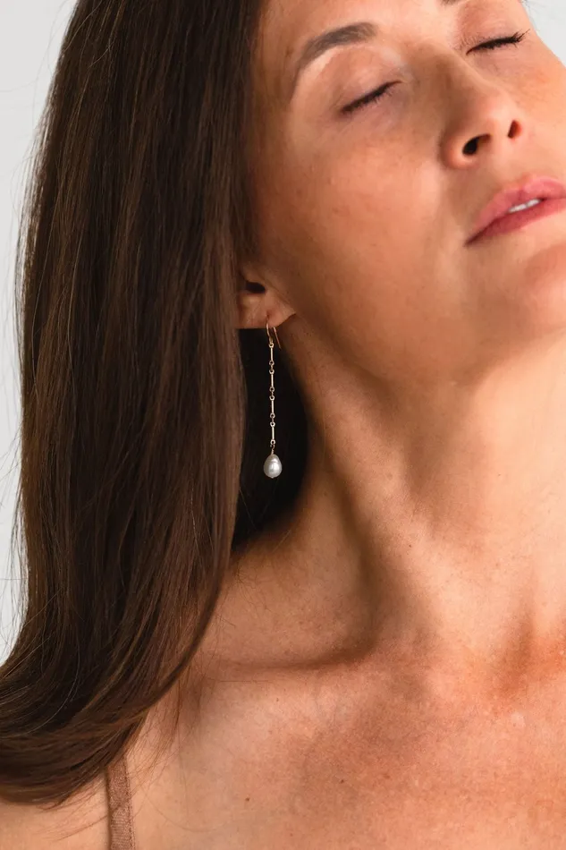 Florentine Drop Earrings Gold Fill Pearl Sheena Marshall Jewelry Earrings
