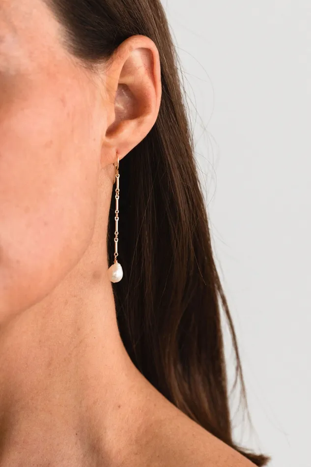 Florentine Drop Earrings Gold Fill Pearl Sheena Marshall Jewelry Earrings