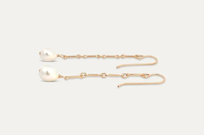 Florentine Drop Earrings Gold Fill Pearl Sheena Marshall Jewelry Earrings