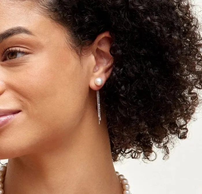 Japanese Akoya Pearl Diamond Tear Earrings SPT Earrings
