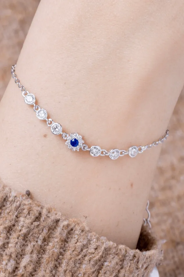 KOAY Silver Store Bracelets Zircon Flower Blue 03 Bracelet