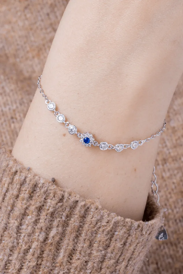 KOAY Silver Store Bracelets Zircon Flower Blue 03 Bracelet
