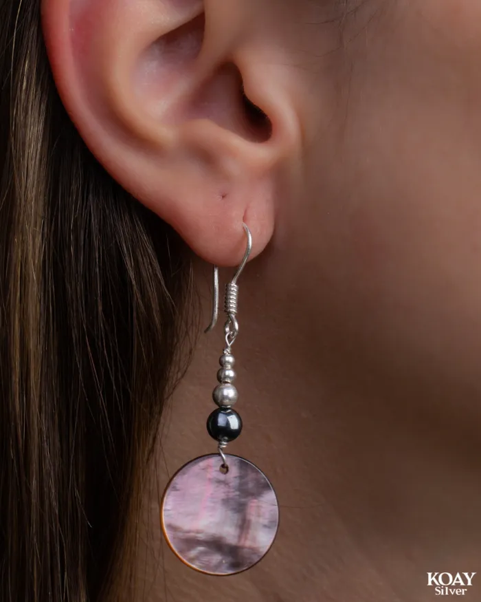 KOAY Silver Store Earrings Brown Sadaf Earring