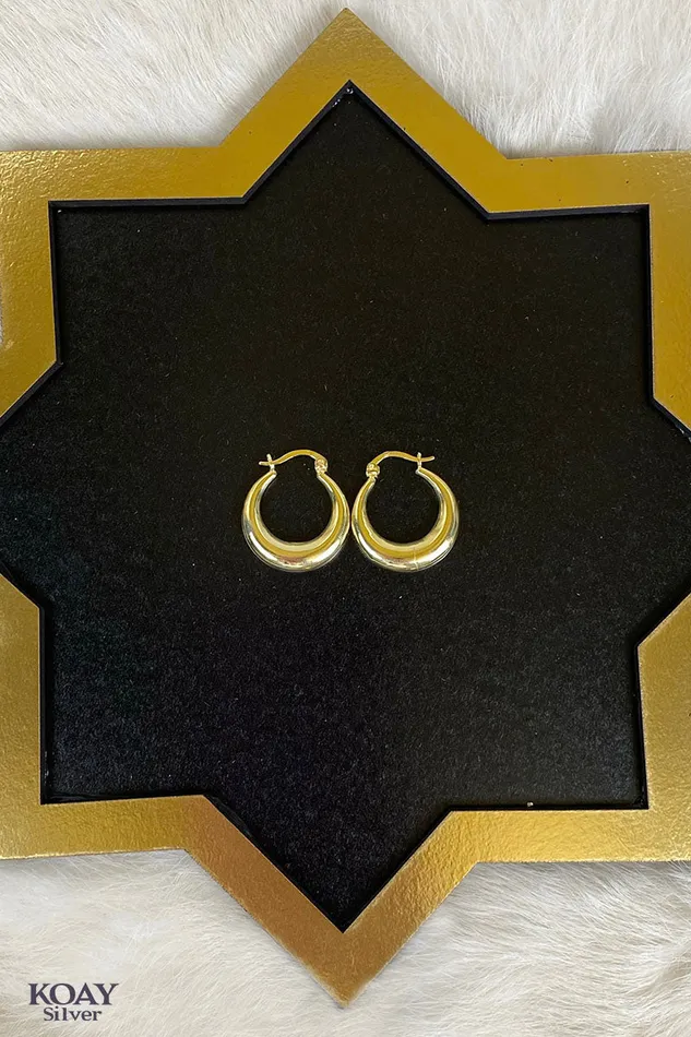 KOAY Silver Store Earrings Bulky Plain Hoop Gold Plated