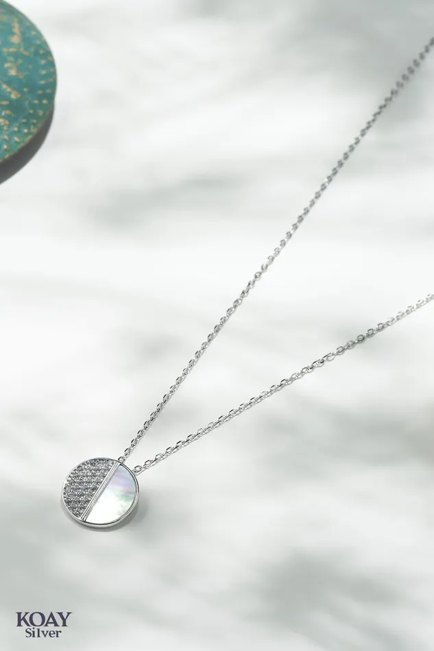 KOAY Silver Store Necklaces Sadaf And Zircon Necklace