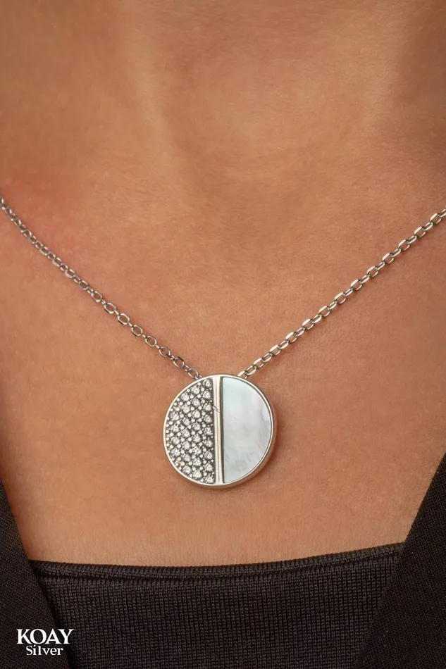 KOAY Silver Store Necklaces Sadaf And Zircon Necklace KOAY Silver Store Necklaces Sadaf And Zircon Necklace