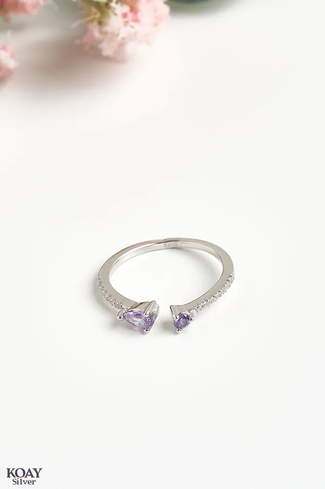 KOAY Silver Store Rings Zircon Ring 039Purple
