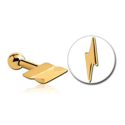 Lightning Bolt Gold Cartilage Barbell Tulsa Body Jewelry PreStyled Sets