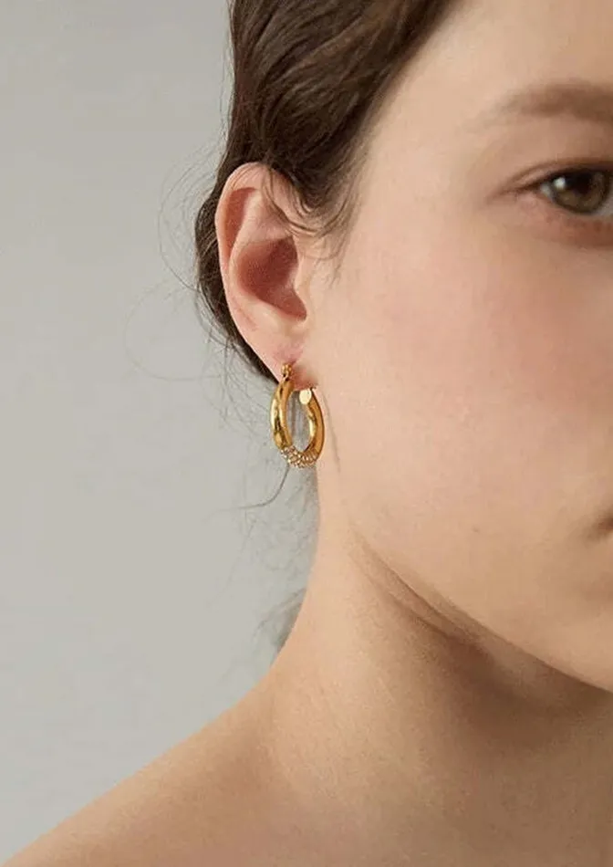 Mabel Love Round Zirconia Hoop Earrings Earrings