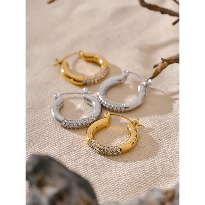 Mabel Love Round Zirconia Hoop Earrings Earrings