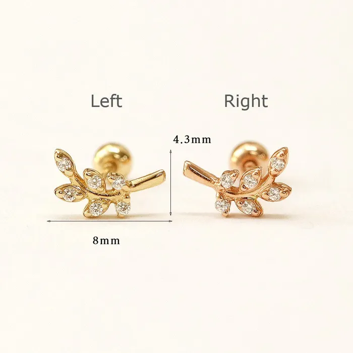 MinimalBijoux 14K Gold Point Leaf Cartilage Earring 20G18G16G Earrings