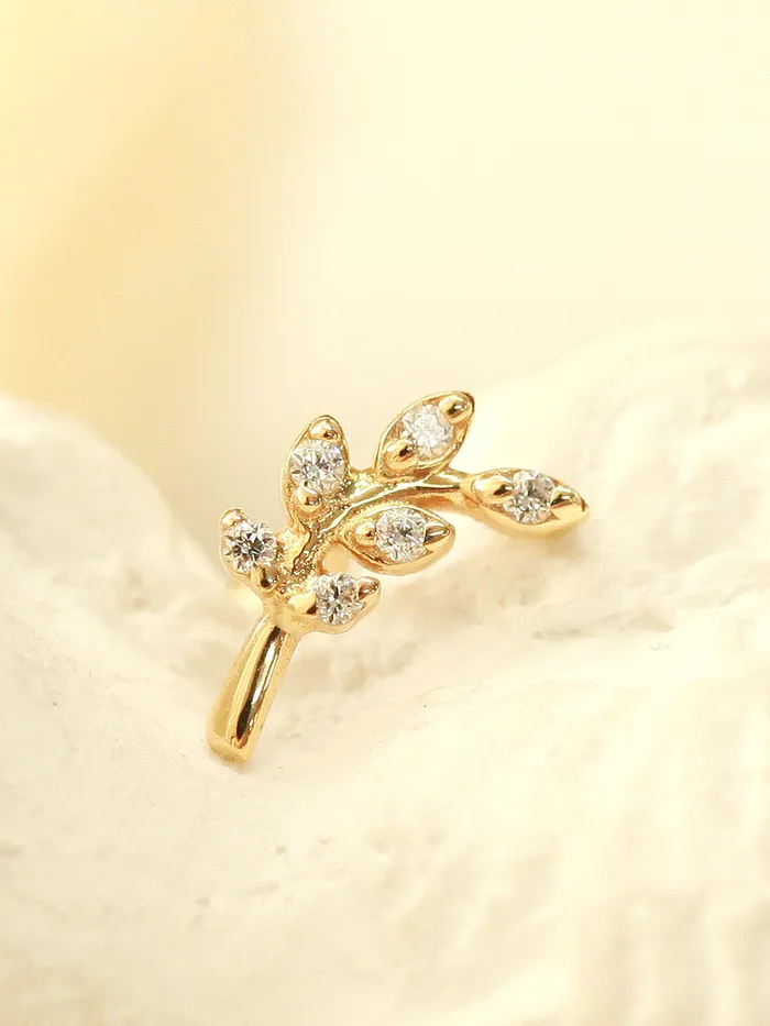 MinimalBijoux 14K Gold Point Leaf Cartilage Earring 20G18G16G Earrings