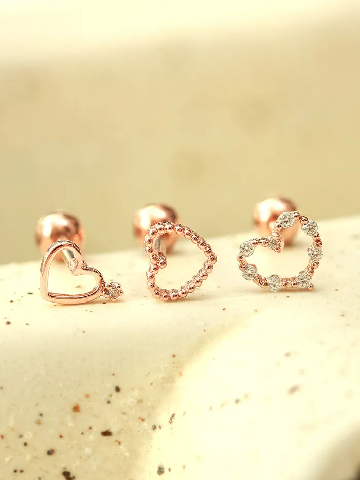 MinimalBijoux 925 Silver Lovely Heart Cartilage Earring 16G Earrings