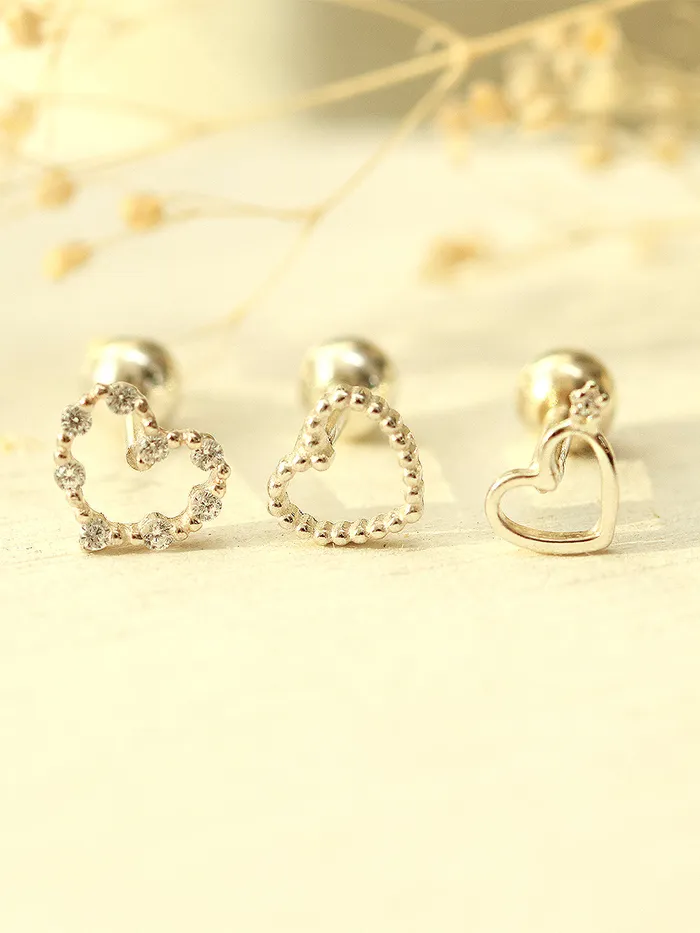 MinimalBijoux 925 Silver Lovely Heart Cartilage Earring 16G Earrings