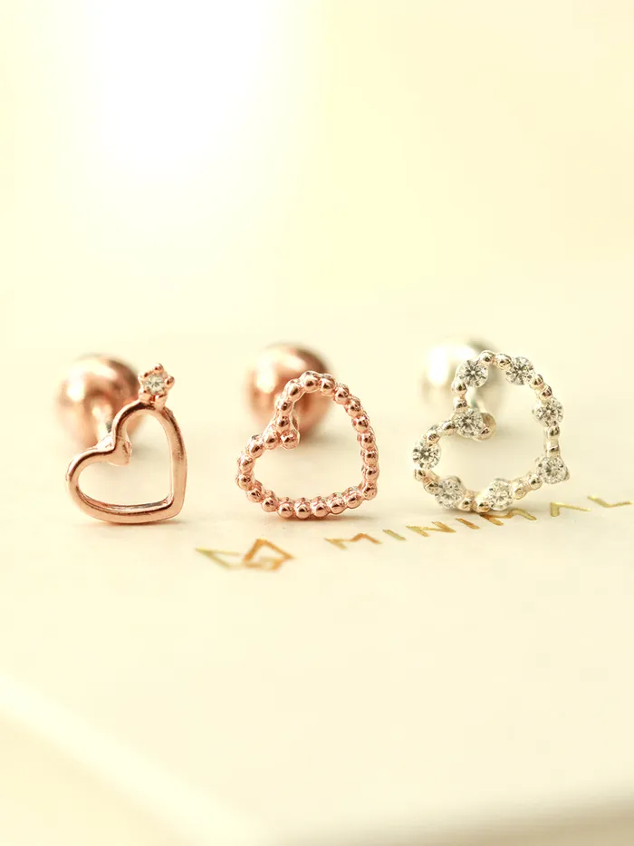 MinimalBijoux 925 Silver Lovely Heart Cartilage Earring 16G Earrings
