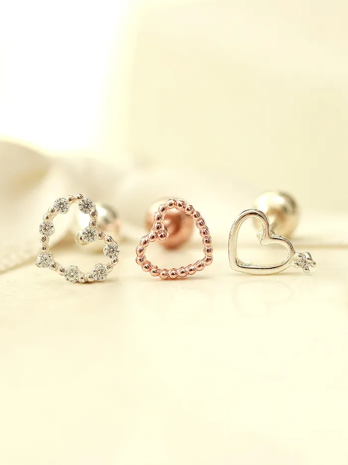 MinimalBijoux 925 Silver Lovely Heart Cartilage Earring 16G Earrings