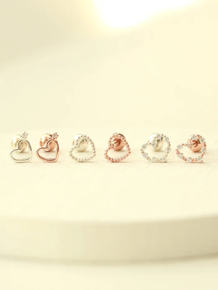 MinimalBijoux 925 Silver Lovely Heart Cartilage Earring 16G Earrings
