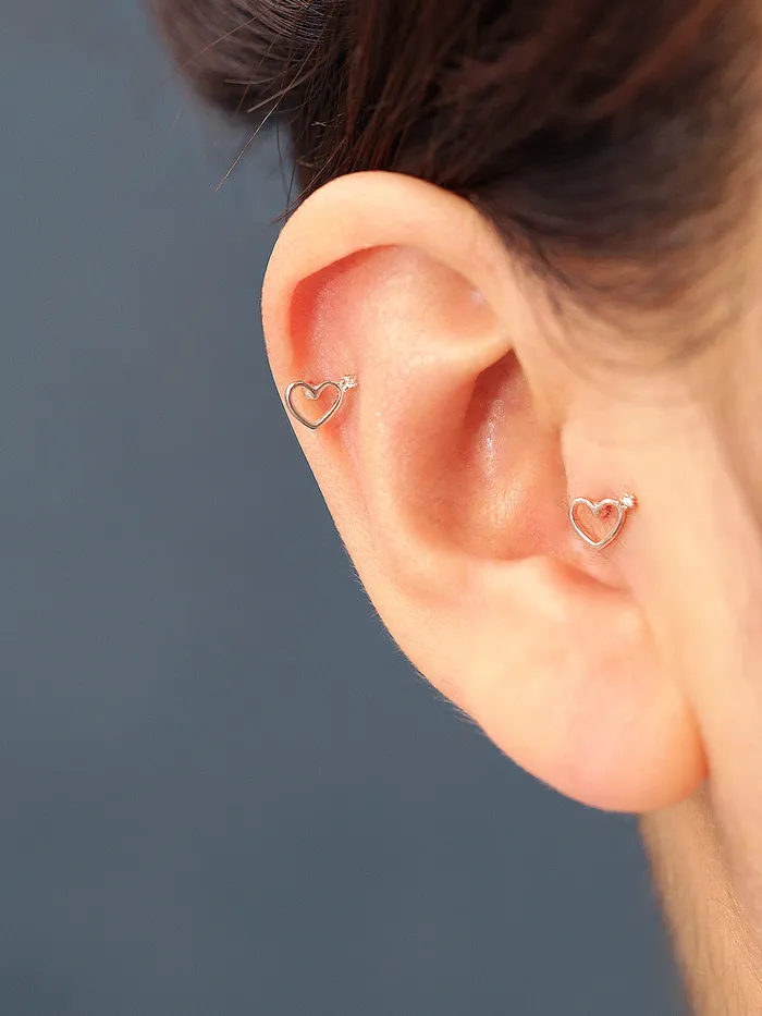 MinimalBijoux 925 Silver Lovely Heart Cartilage Earring 16G Earrings
