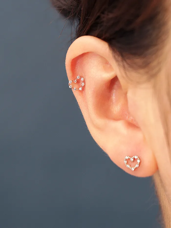 MinimalBijoux 925 Silver Lovely Heart Cartilage Earring 16G Earrings