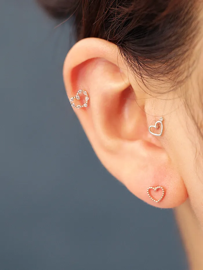 MinimalBijoux 925 Silver Lovely Heart Cartilage Earring 16G Earrings
