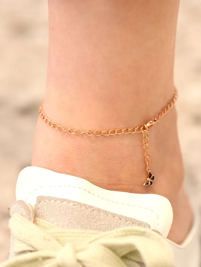 MinimalBijoux Bracelets 14K Gold Blue Diamond Butterfly Chain Anklet Bracelet