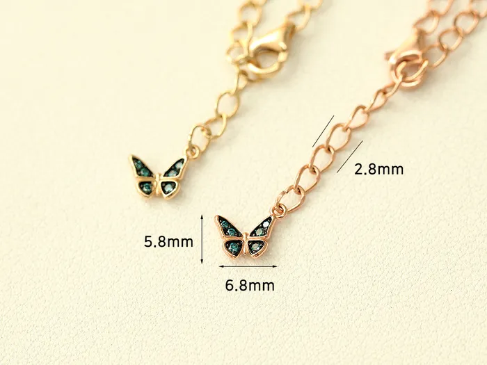 MinimalBijoux Bracelets 14K Gold Blue Diamond Butterfly Chain Anklet Bracelet