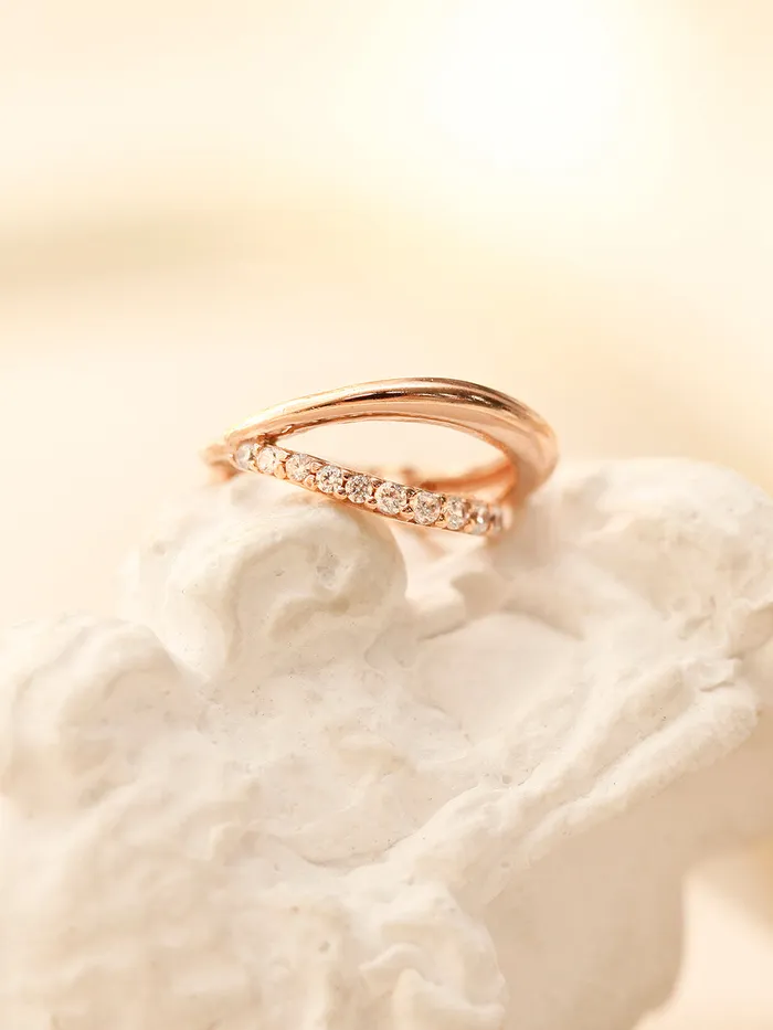 MinimalBijoux Earrings 14K 18K Gold 2 Lines Unbalanced Cubic Cartilage Hoop Earring