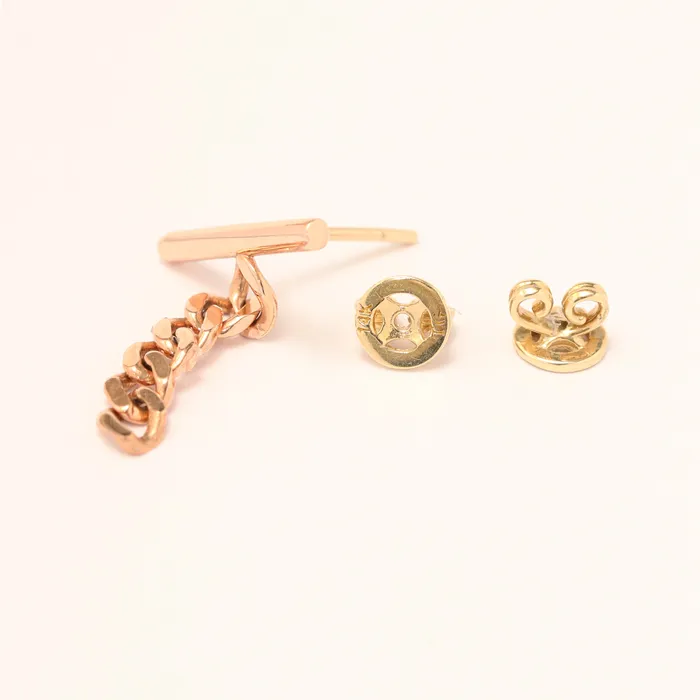 MinimalBijoux Earrings 14K 18K Gold Stick Bar Drop Chain Stud Earring