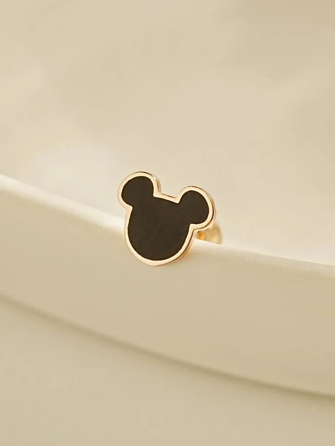MinimalBijoux Earrings 14K Gold Black Line Mouse Cartilage Earring 20G