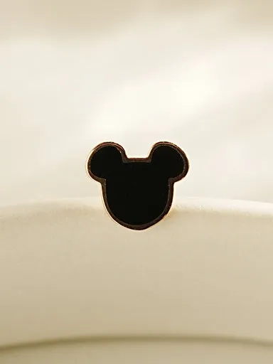 MinimalBijoux Earrings 14K Gold Black Line Mouse Cartilage Earring 20G