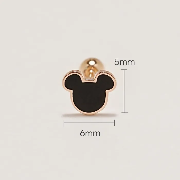 MinimalBijoux Earrings 14K Gold Black Line Mouse Cartilage Earring 20G