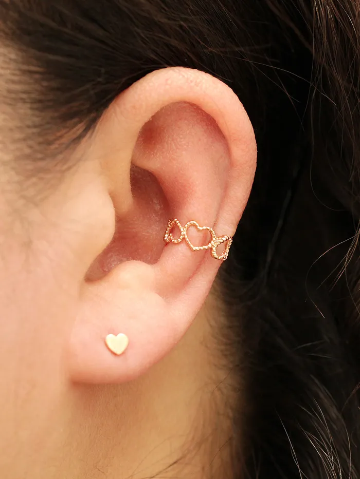 MinimalBijoux Earrings 14K Gold Bubble Heart Ear Cuff