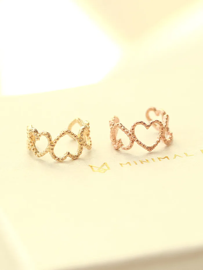 MinimalBijoux Earrings 14K Gold Bubble Heart Ear Cuff