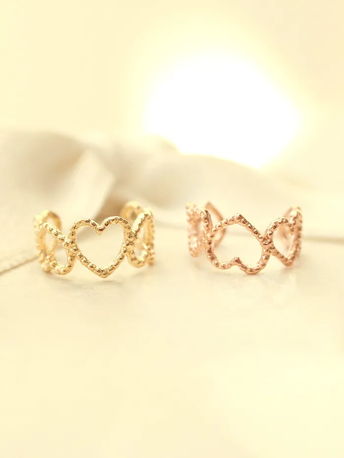 MinimalBijoux Earrings 14K Gold Bubble Heart Ear Cuff
