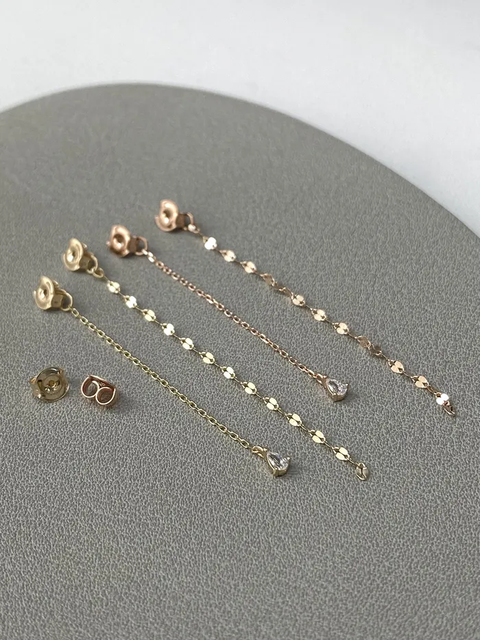 MinimalBijoux Earrings 14K Gold Chain Earring Back