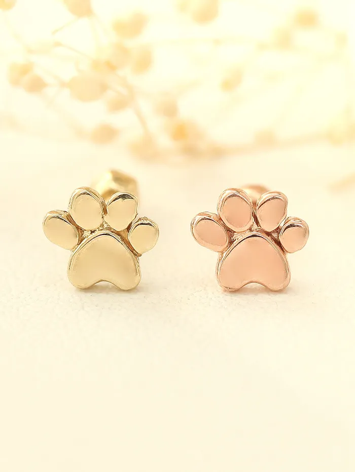 MinimalBijoux Earrings 14K Gold Dogs Sole Cartilage Earring 18G16G