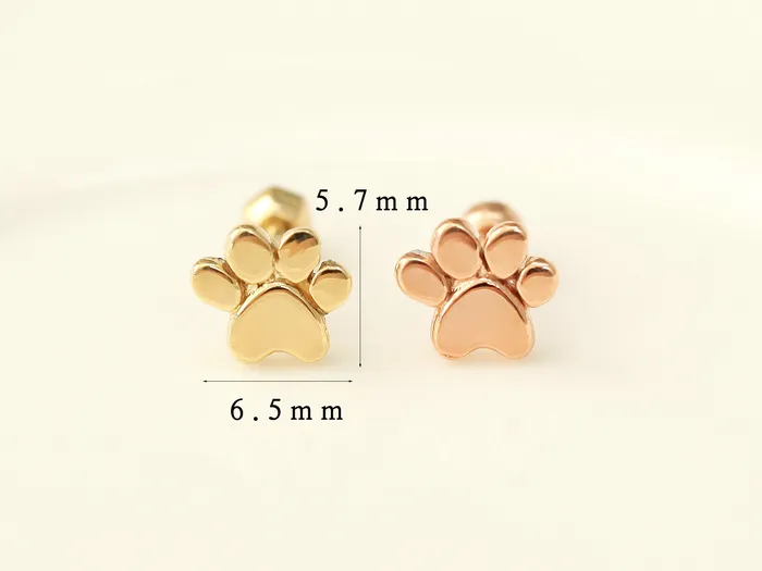 MinimalBijoux Earrings 14K Gold Dogs Sole Cartilage Earring 18G16G