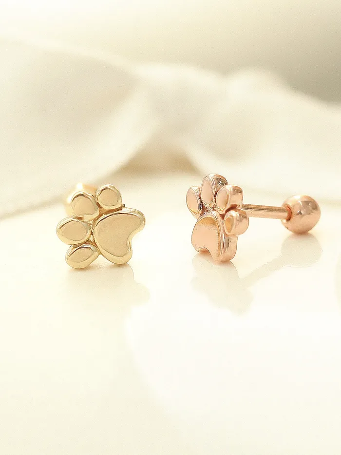 MinimalBijoux Earrings 14K Gold Dogs Sole Cartilage Earring 18G16G
