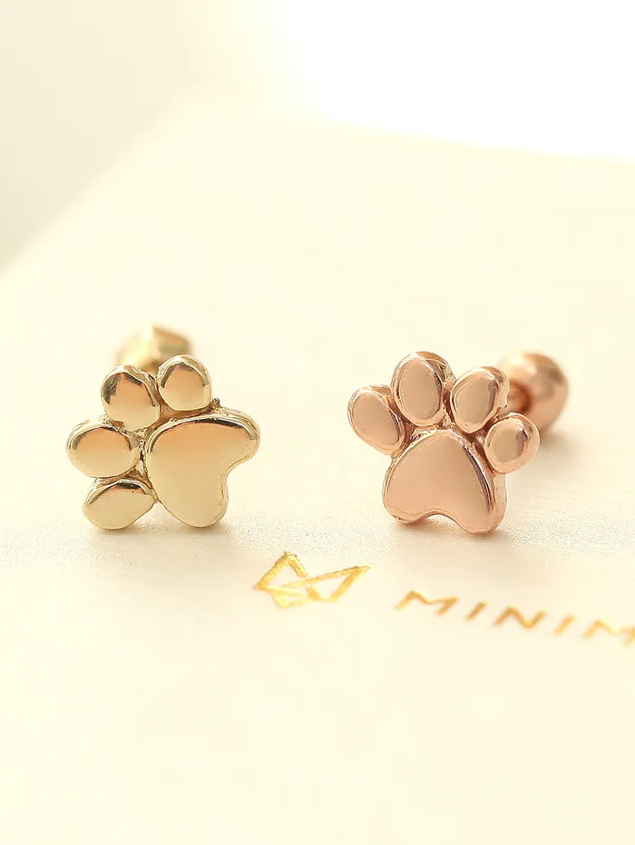 MinimalBijoux Earrings 14K Gold Dogs Sole Cartilage Earring 18G16G
