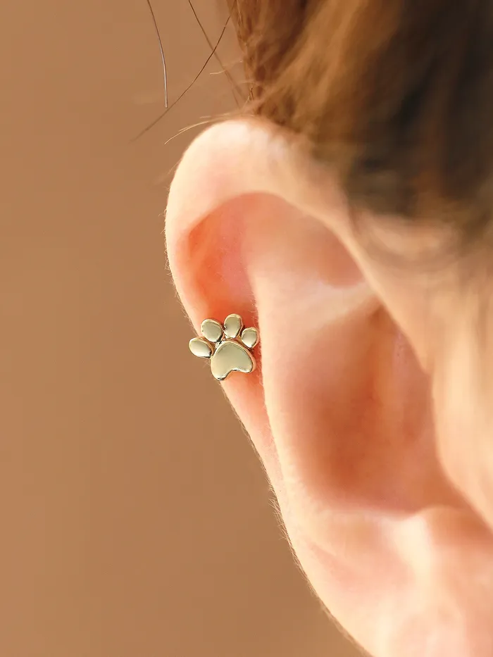 MinimalBijoux Earrings 14K Gold Dogs Sole Cartilage Earring 18G16G