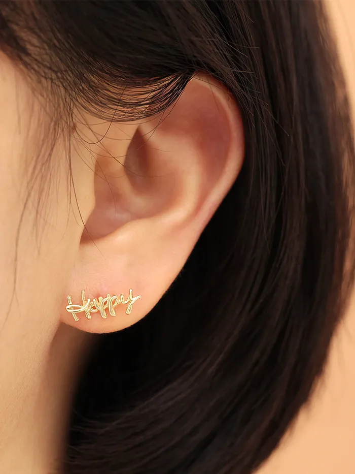 MinimalBijoux Earrings 14K gold Happy cartilage earring 20g