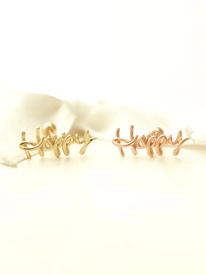 MinimalBijoux Earrings 14K gold Happy cartilage earring 20g